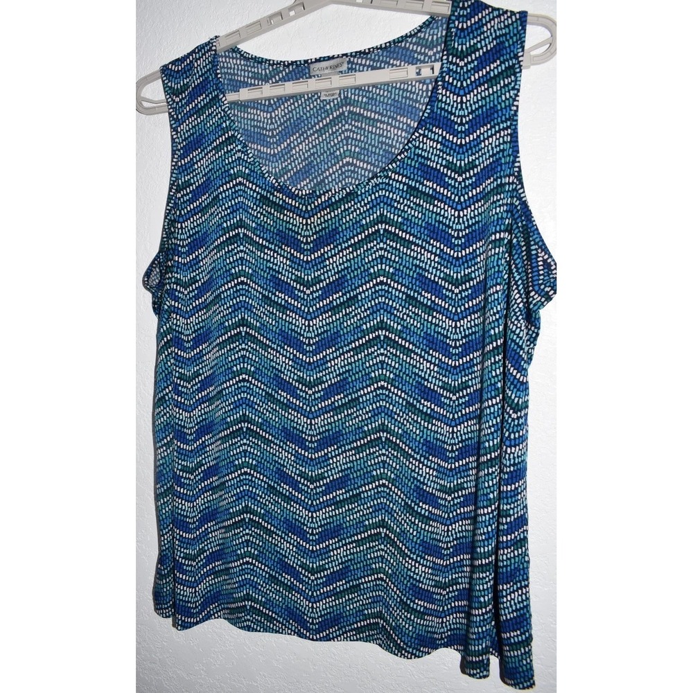 Catherines 3X Sleeveless Stretch Top Lightweigth Geo Print Artsy Breezy Comfy - Picture 3 of 16
